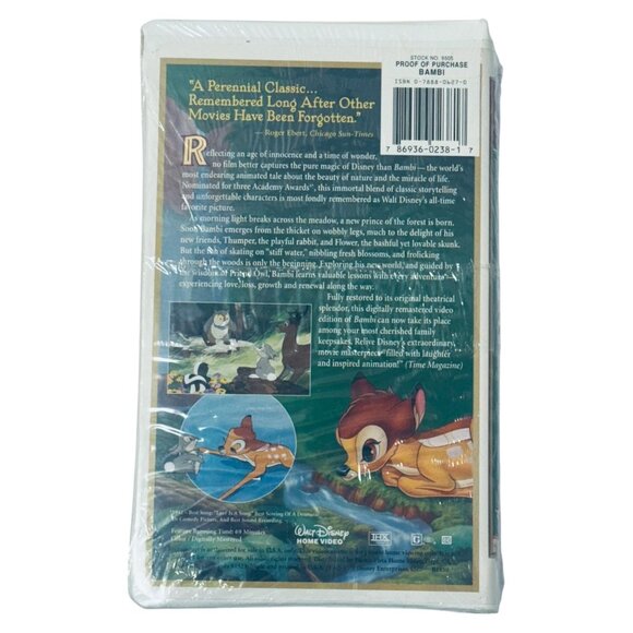 Walt Disney's Masterpiece Bambi 55th Anniversary Limited Ed VHS Movie Sealed - Picture 2 of 7
